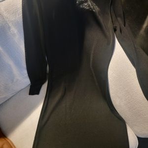 Black Mesh Sexy Dress just right above the knee on me 5'8".  Hangs very nice